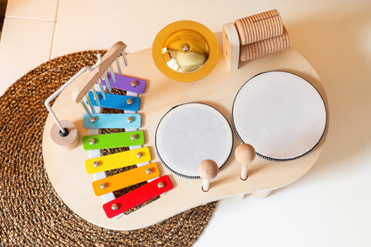 Educatieve houten muziektafel voor muzikaal ontdekken en samen spelen