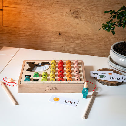 Montessori hengelspel van hout met letters voor kinderen van 3 tot 6 jaar