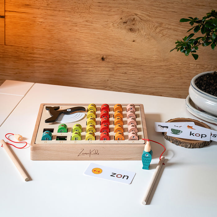Montessori Hengelspel – Houten Visspel met Letters