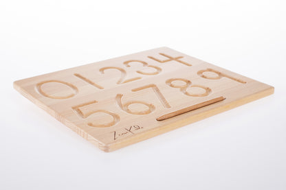 Dubbelzijdig houten schrijfbord met letters cijfers en vormen